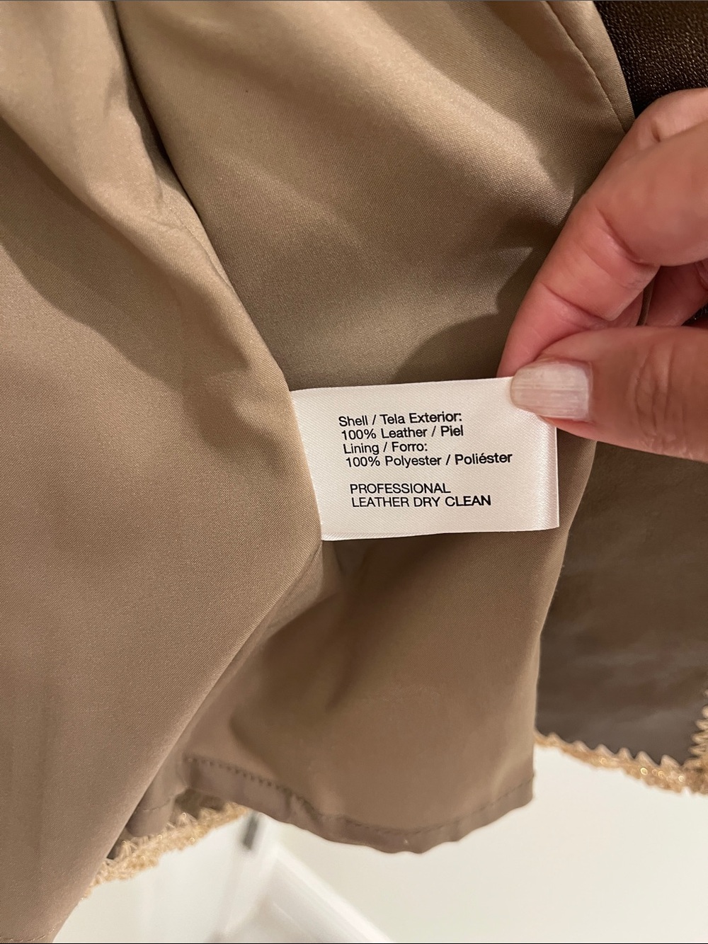 Oscar de la Renta Leather Jacket with Cream Embroidery-Olive Green-Gold Accents - Picture 7 of 8